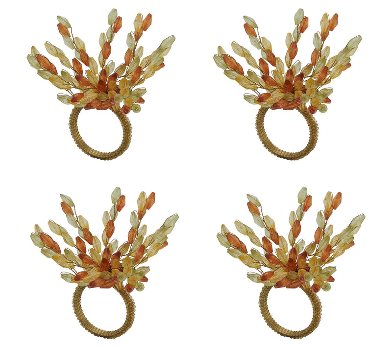 Saro Lifestyle Set of 4 Beaded Flower Napkin Ri ngs — View 3