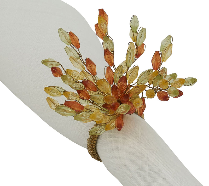 Saro Lifestyle Set of 4 Beaded Flower Napkin Ri ngs — View 4