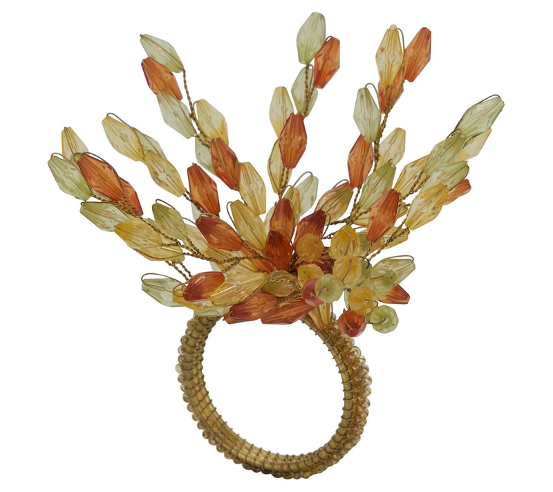 Saro Lifestyle Set of 4 Beaded Flower Napkin Ri ngs — View 6