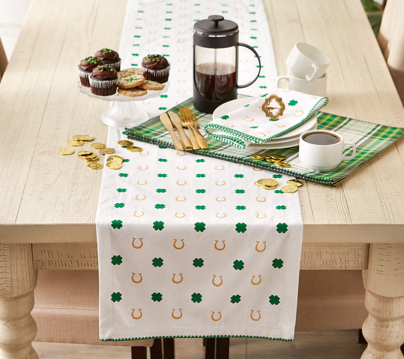 Design Imports 14" x 72" Clover & Horseshoe Print Table Runner — View 6