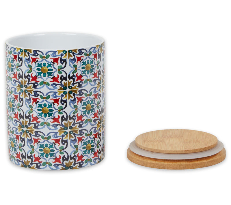 Design Imports Set of 3 Floral Tile Ceramic Canisters — View 4