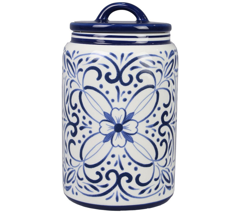 Young's Inc. Blue & White Talavera Ceramic Trea t Jar — View 3