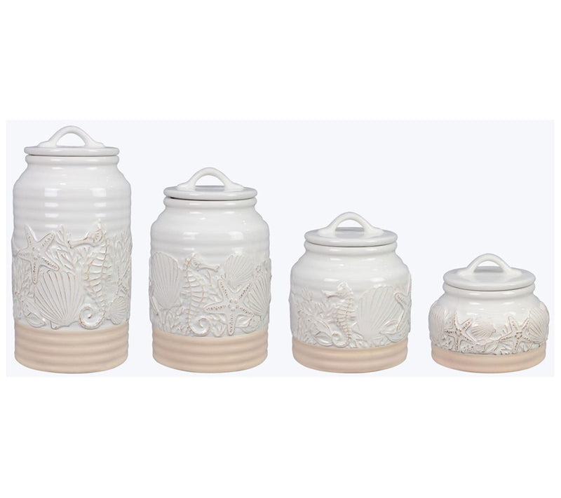 Young's Inc. Set of 4 Coastal Ceramic Canisters — View 3