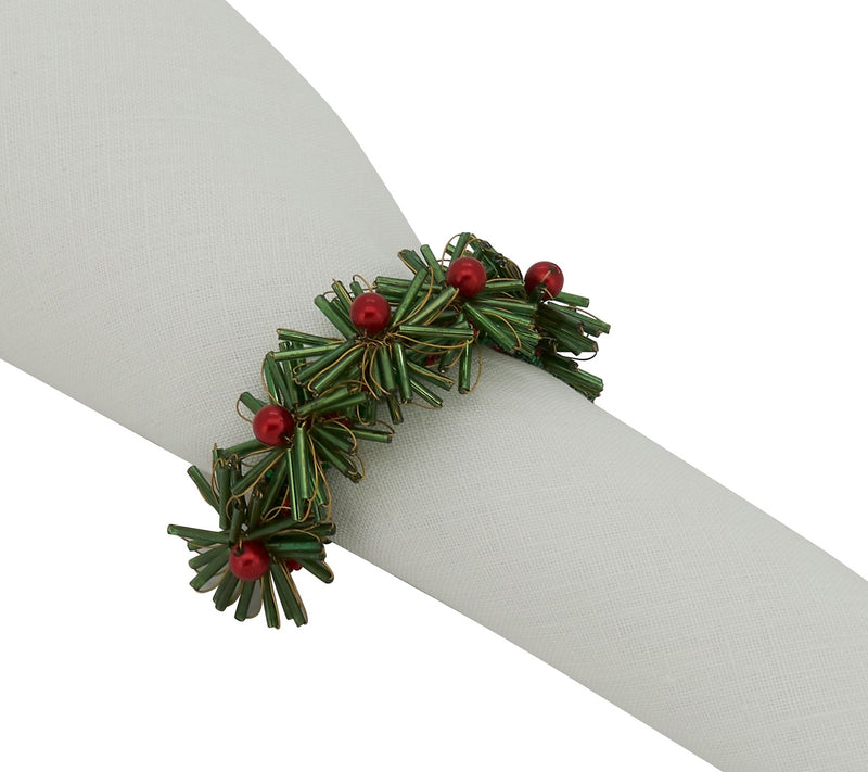 Saro Lifestyle Set of 4 Beaded Flowers Napkin R ings — View 9