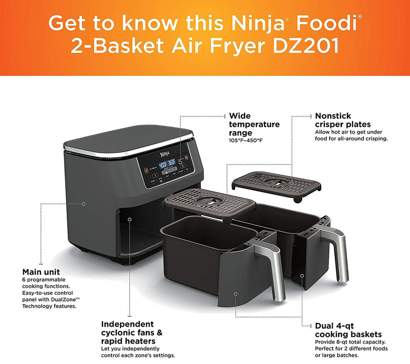 Ninja Foodi 8 Quart 6-in-1 DualZone 2-Basket Air Fryer — View 4