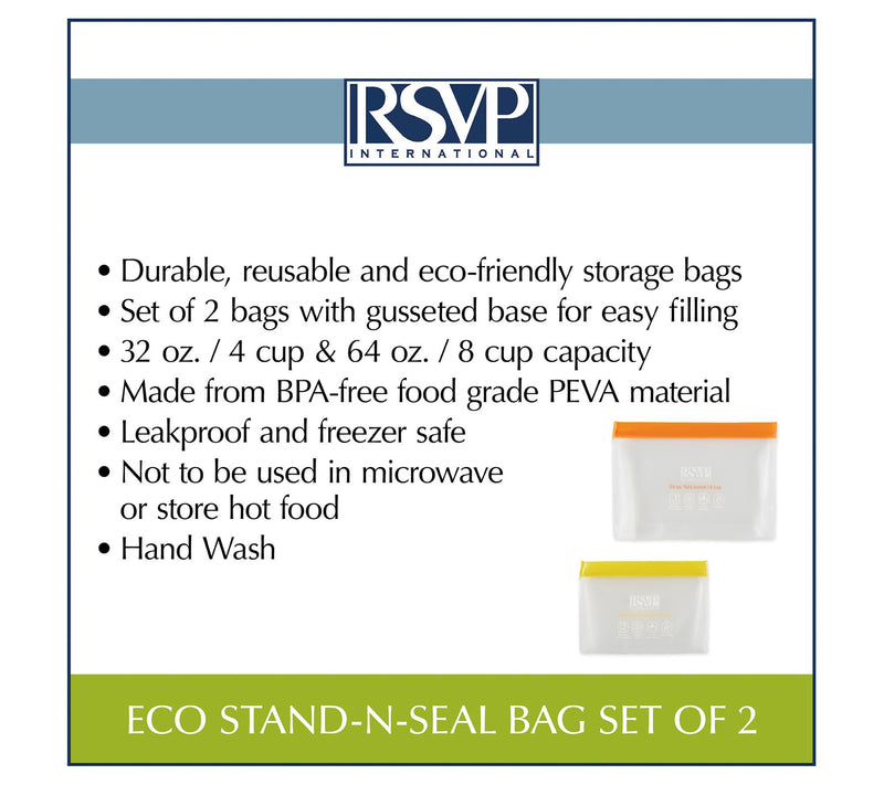 RSVP Set of 2 Reusable Stand-N-Seal Bags — View 7