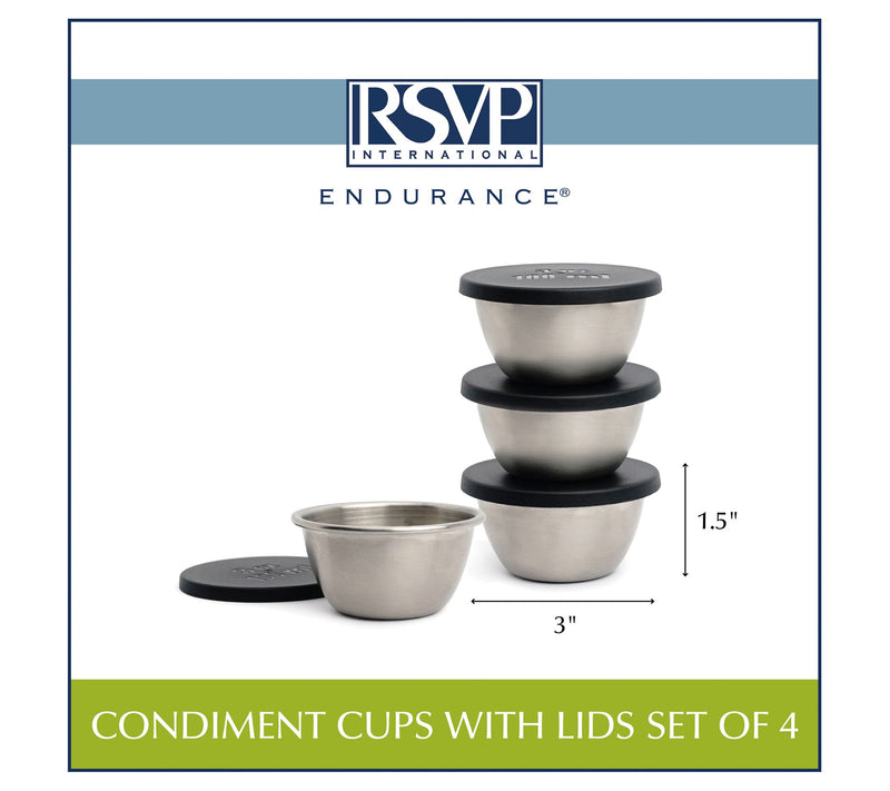 RSVP Set of 4 Condiment Cups With Lids — View 5