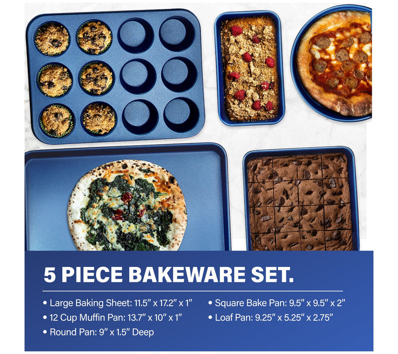 Granitestone Blue 15 Piece Nonstick Cookware an d Bakeware Set — View 6