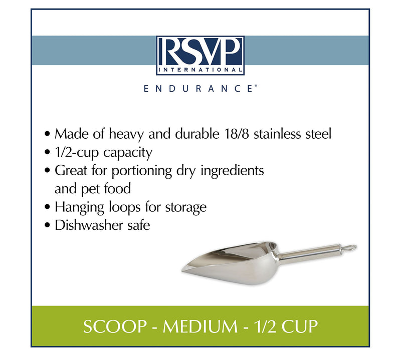 RSVP 1/2-Cup Stainless Steel Scoop — View 4