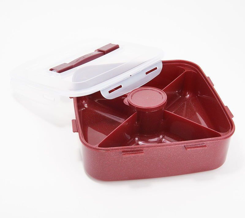 LocknLock Large Square Appetizer Tray w/ Colored Body & Handle Lid — View 7