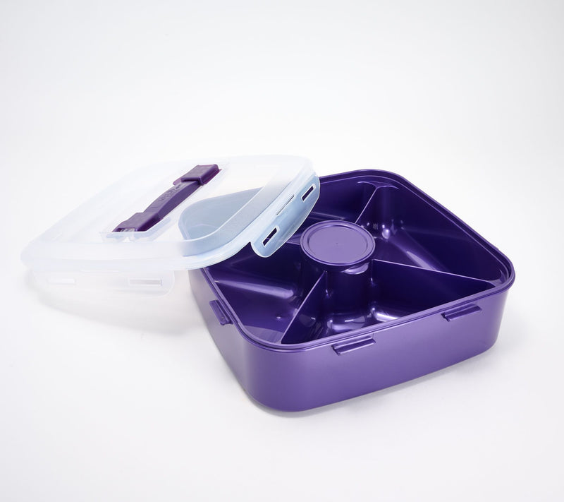 LocknLock Large Square Appetizer Tray w/ Colored Body & Handle Lid — View 38