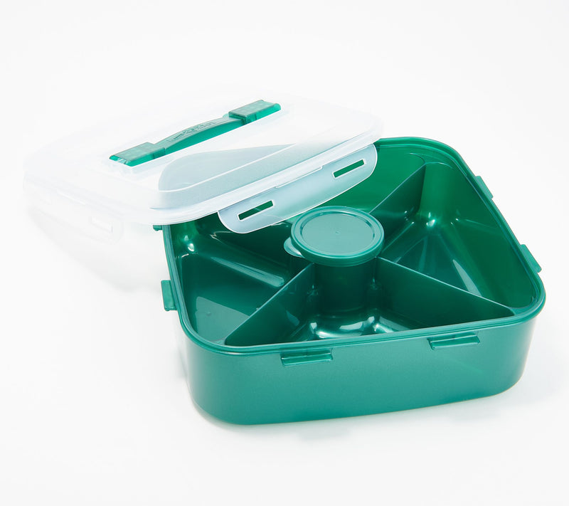 LocknLock Large Square Appetizer Tray w/ Colored Body & Handle Lid — View 19