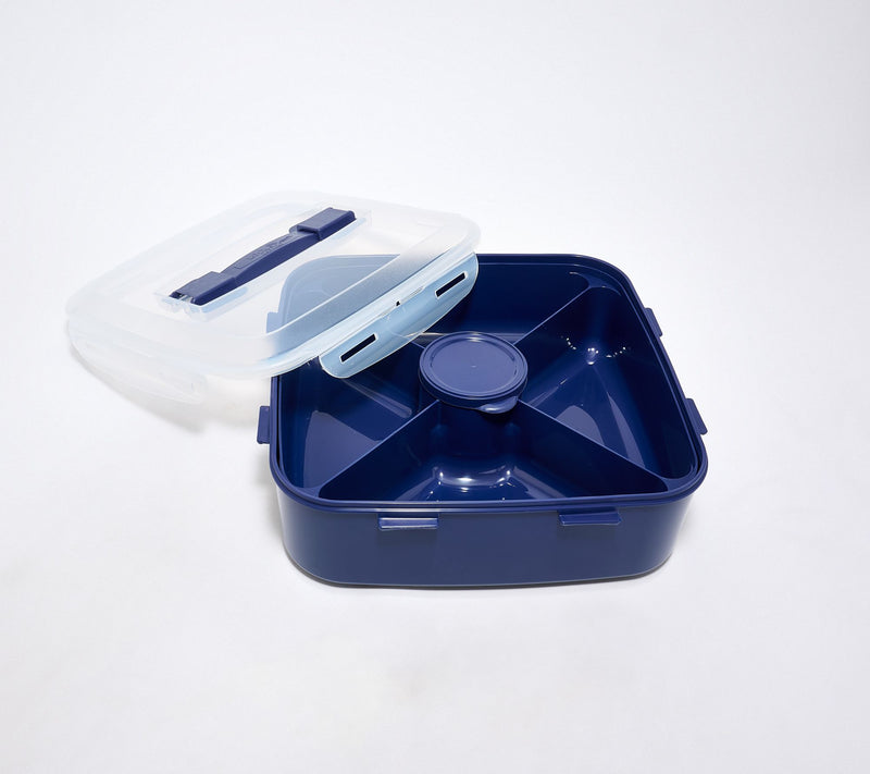 LocknLock Large Square Appetizer Tray w/ Colored Body & Handle Lid — View 28