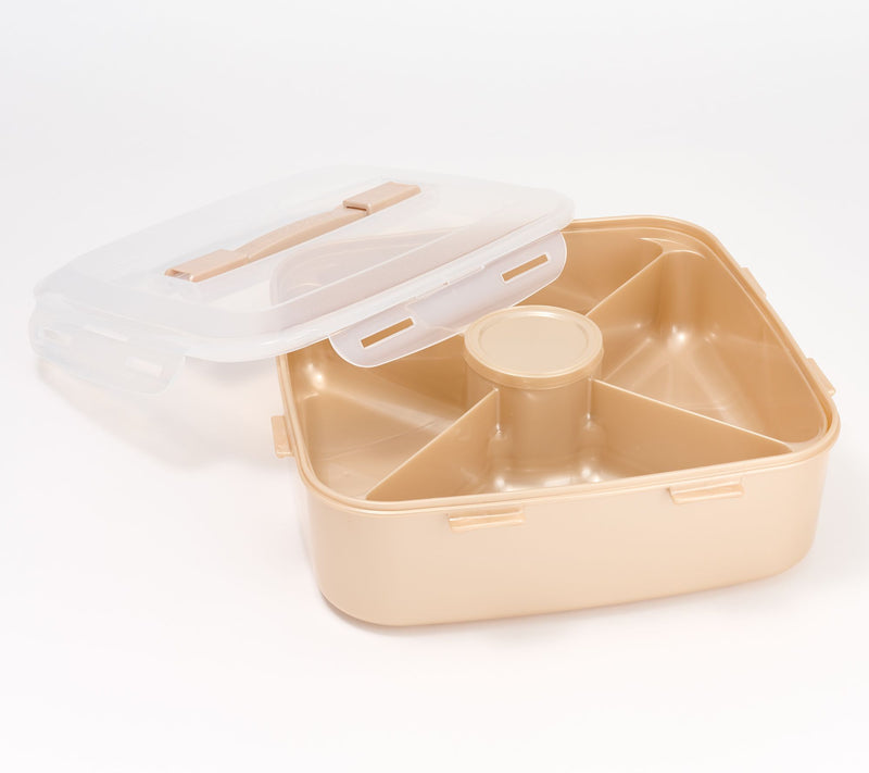 LocknLock Large Square Appetizer Tray w/ Colored Body & Handle Lid — View 22