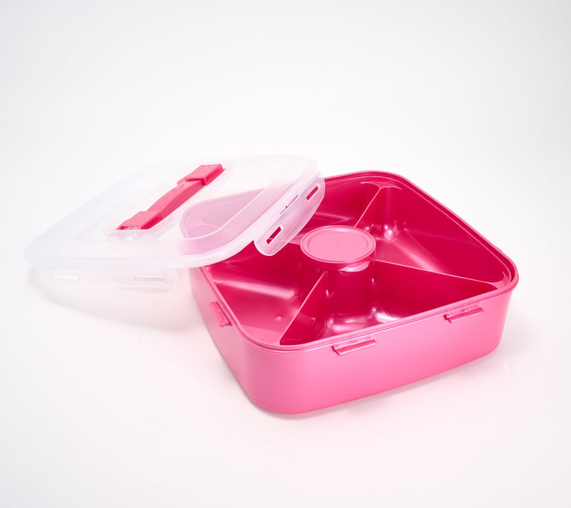 LocknLock Large Square Appetizer Tray w/ Colored Body & Handle Lid — View 35