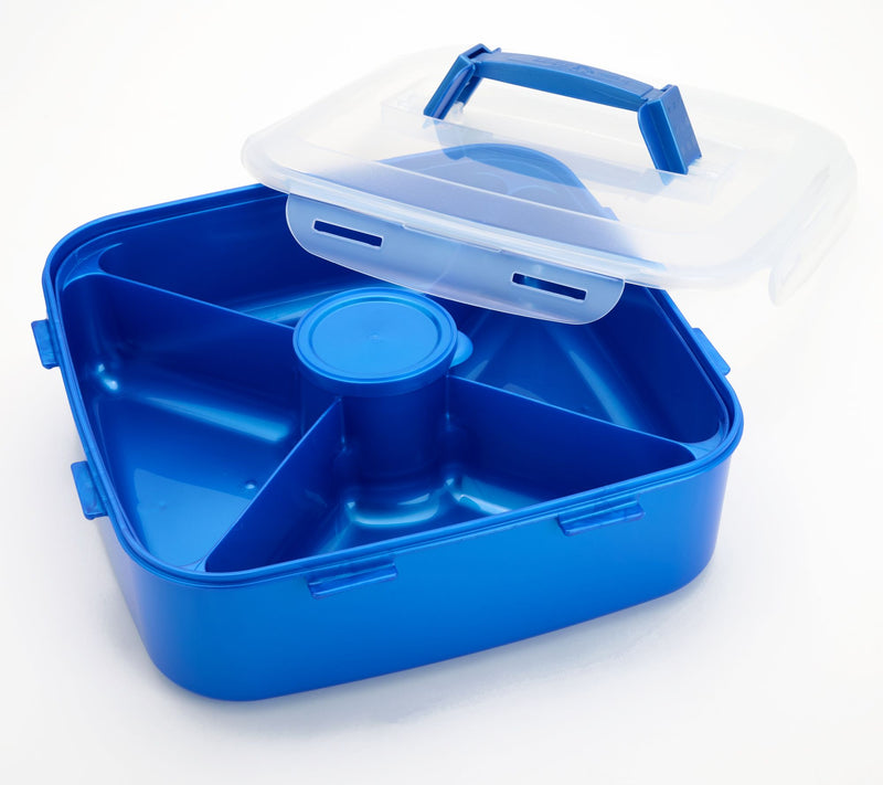 LocknLock Large Square Appetizer Tray w/ Colored Body & Handle Lid — View 17