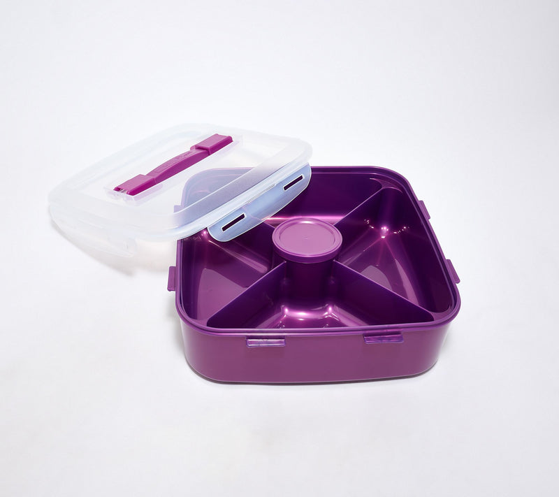 LocknLock Large Square Appetizer Tray w/ Colored Body & Handle Lid — View 45