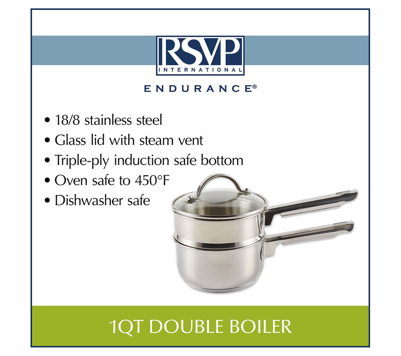 RSVP Stainless Steel Induction 1 Quart Double Biler — View 10