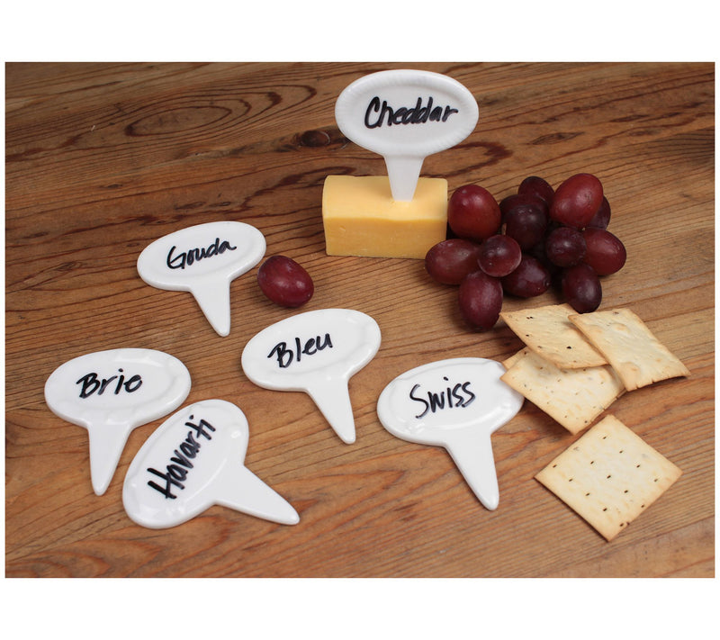 RSVP Set of 6 Oval Porcelain Cheese Markers — View 10