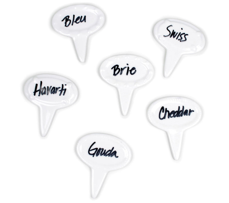 RSVP Set of 6 Oval Porcelain Cheese Markers — View 6