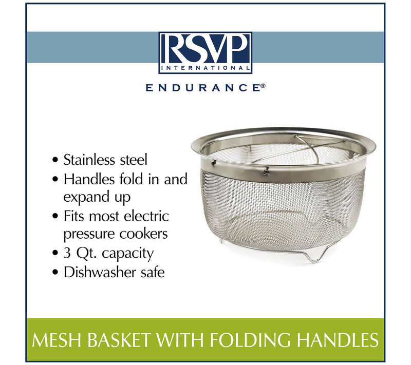 RSVP Endurance 3-Qt Mesh Basket with Folding Hadles — View 4