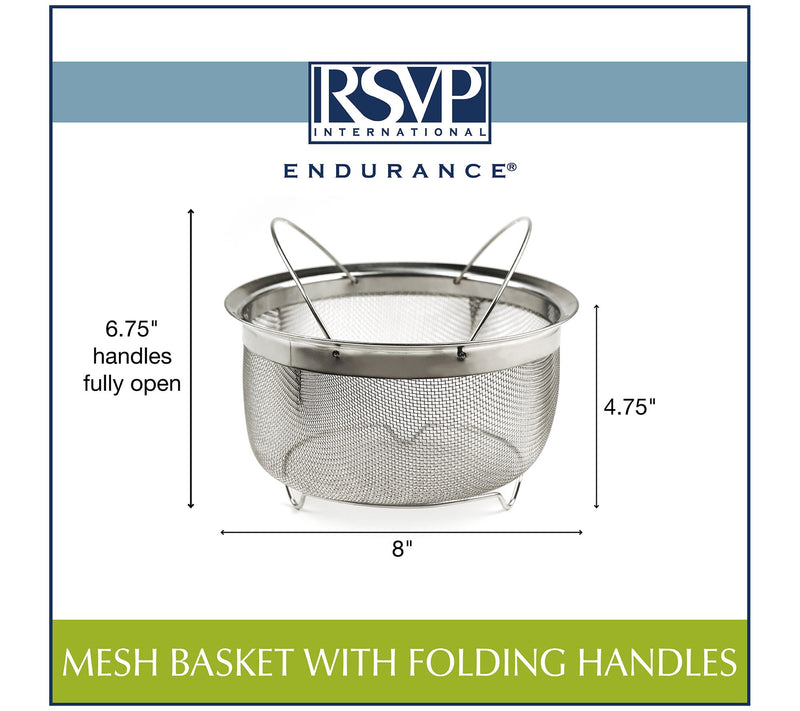 RSVP Endurance 3-Qt Mesh Basket with Folding Hadles — View 5