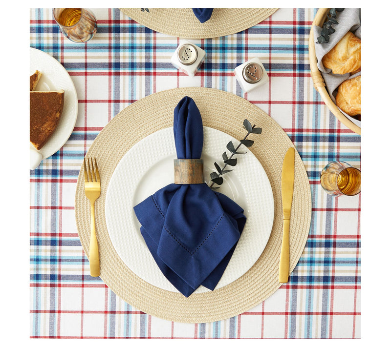 Design Imports 70" Round Lighthouse Plaid Tablecloth — View 5