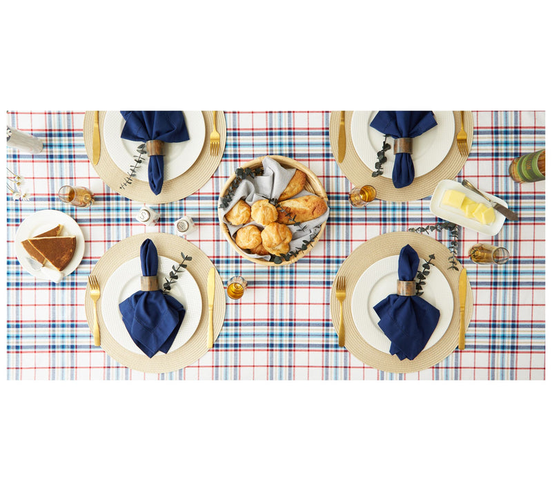 Design Imports 70" Round Lighthouse Plaid Tablecloth — View 6