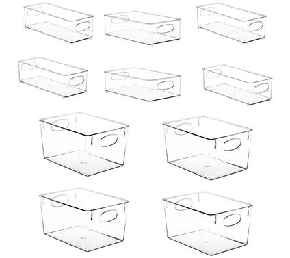 Sorbus Set of 10 Clear Organizer Bins