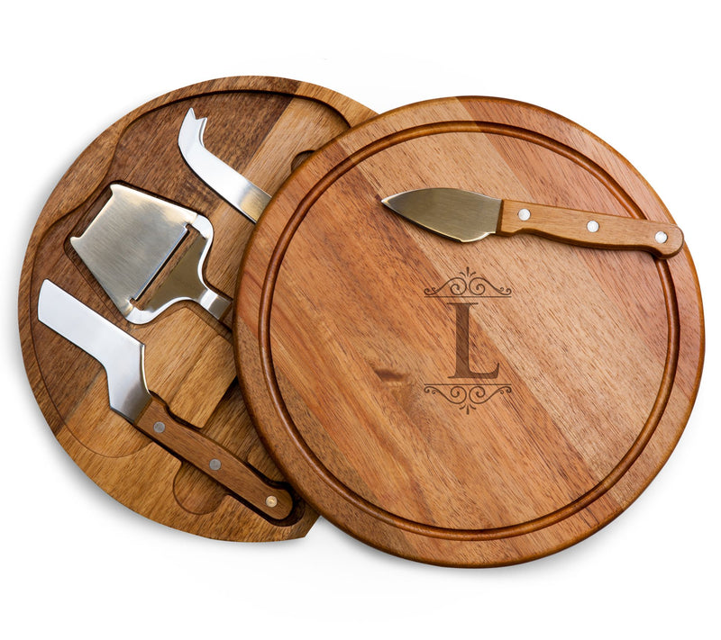 Toscana Monogram Circo Acacia Cheese Cutting Bord & Tools Set — View 25
