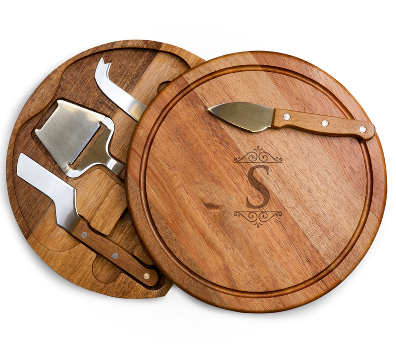 Toscana Monogram Circo Acacia Cheese Cutting Bord & Tools Set — View 39