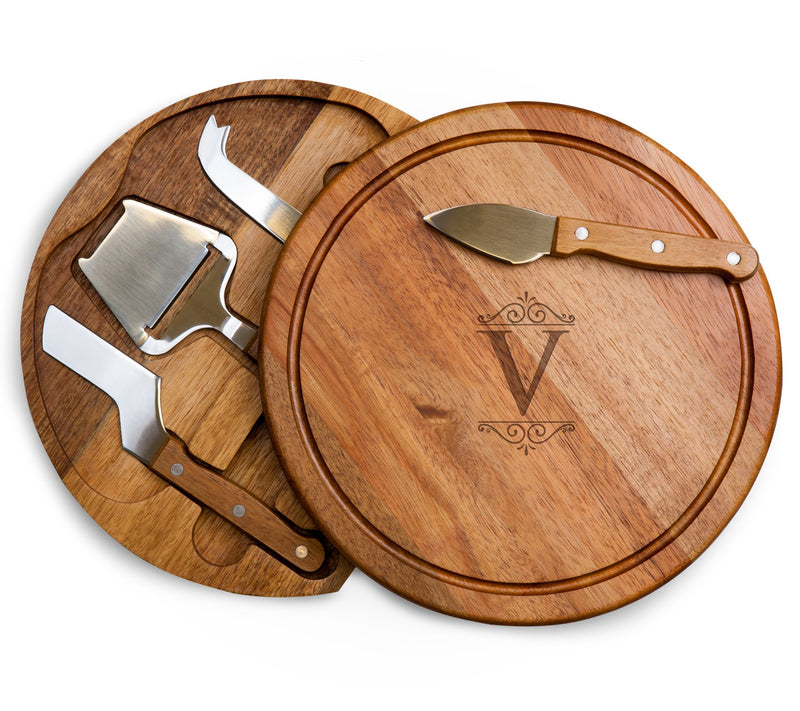 Toscana Monogram Circo Acacia Cheese Cutting Bord & Tools Set — View 45