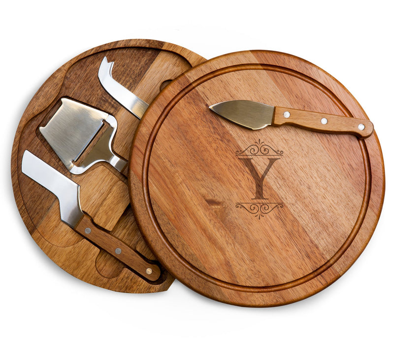 Toscana Monogram Circo Acacia Cheese Cutting Bord & Tools Set — View 51