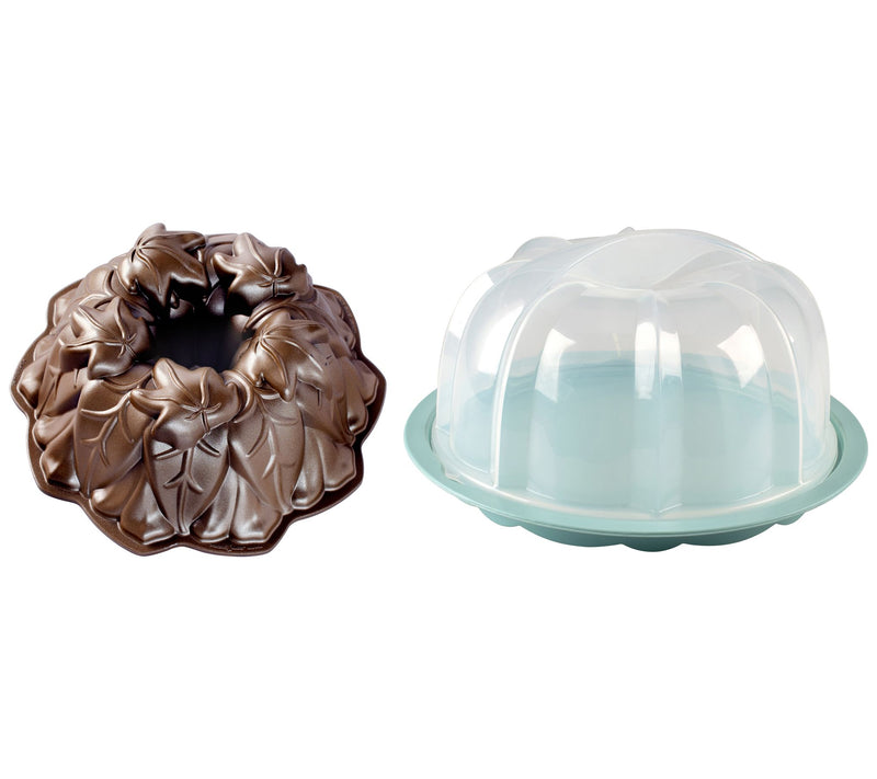 Nordic Ware Harvest Leaves Bundt Pan & Bundt Cae Keeper — Main view