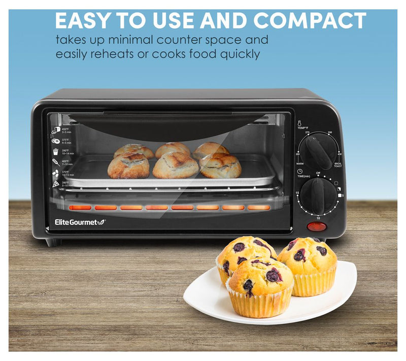 Elite Gourmet 2-Slice Toaster Oven with Timer — View 9