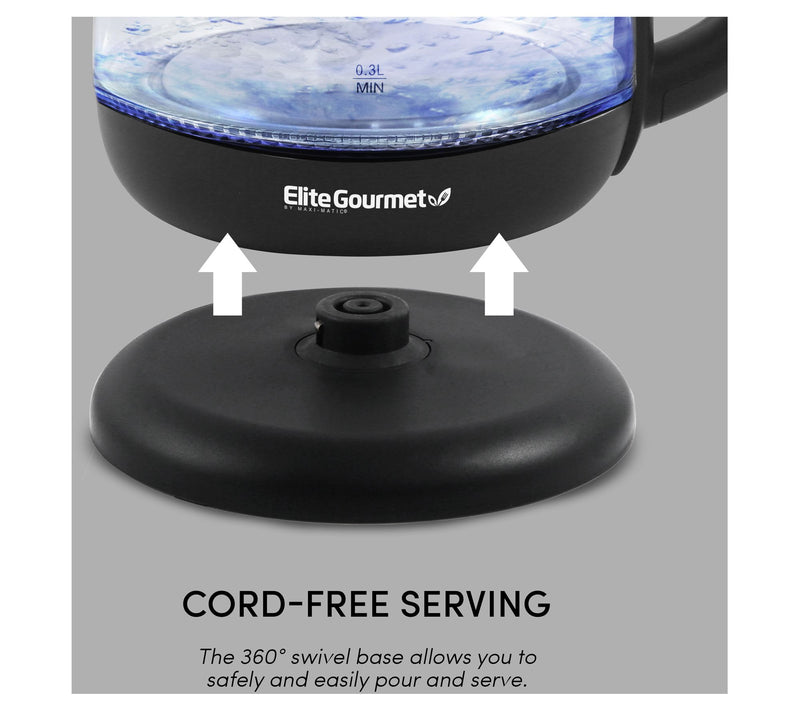 Elite Gourmet 1L Electric Glass Water Kettle — View 4