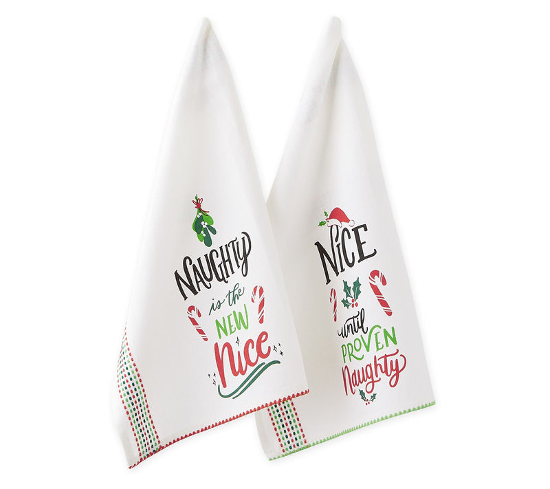 Design Imports Set of 2 Assorted Naughty Nice Kitchen Towels — View 4