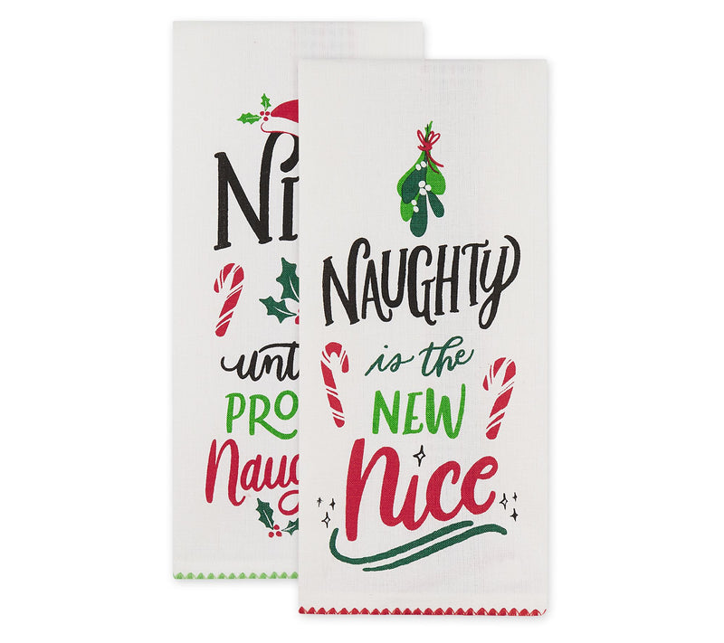 Design Imports Set of 2 Assorted Naughty Nice Kitchen Towels — View 3