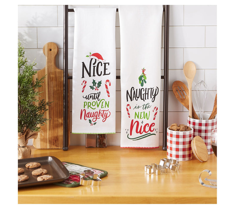 Design Imports Set of 2 Assorted Naughty Nice Kitchen Towels — View 10