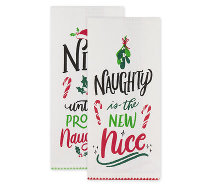 Design Imports Set of 2 Assorted Naughty Nice Kitchen Towels