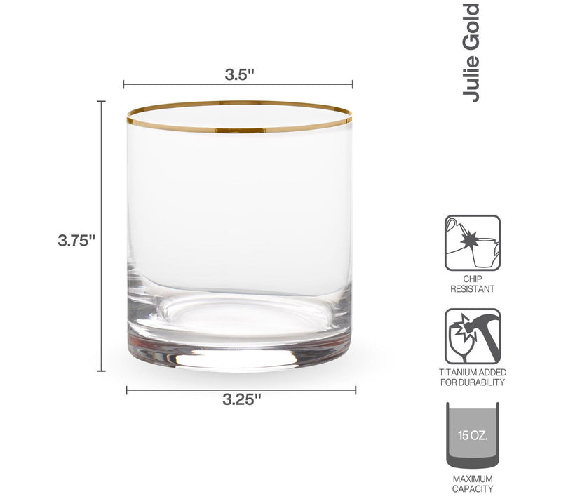 Mikasa Julie Gold Set of 4 Double-Old FashionedGlasses — View 6