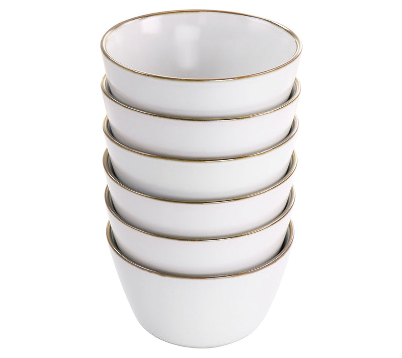 Elama 6-Piece Stoneware Bowl Set in Matte with Gold Rim — View 4