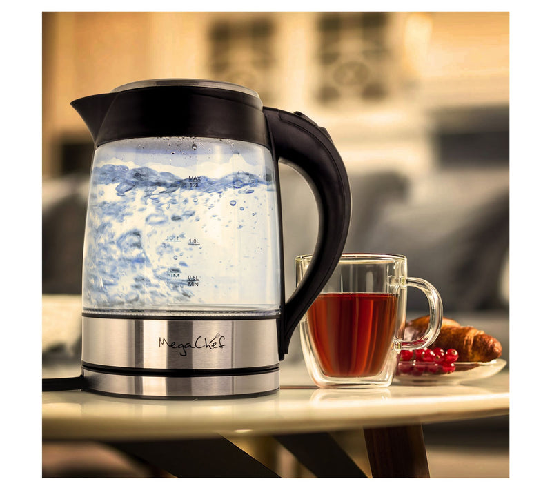 MegaChef 1.8L Glass and Stainless Steel Electric Tea Kettle — View 8