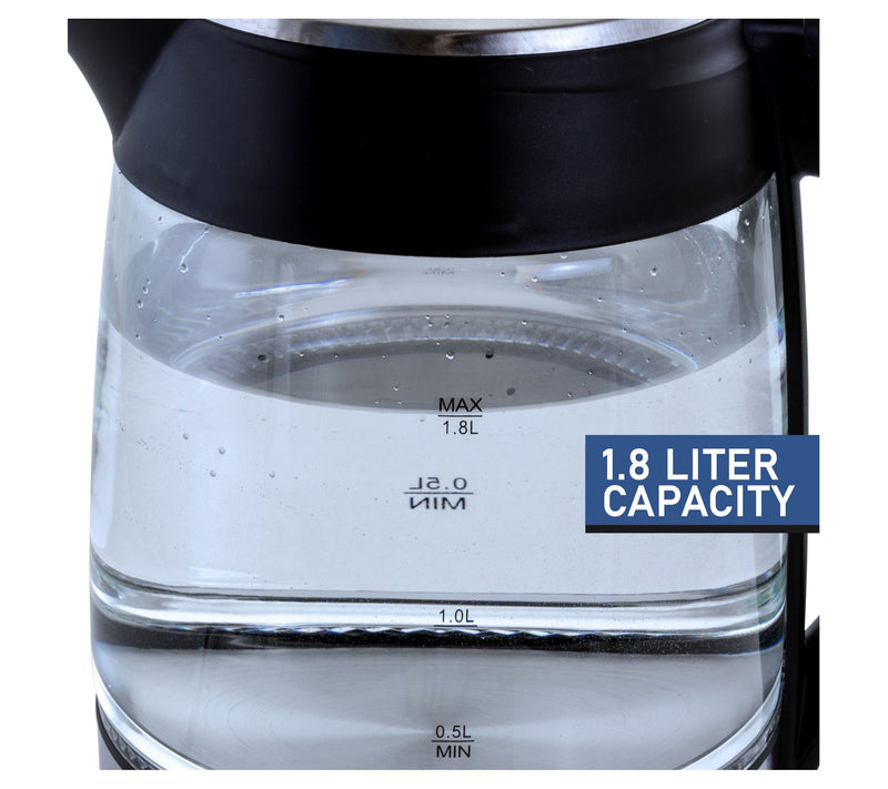MegaChef 1.8L Glass and Stainless Steel Electric Tea Kettle — View 4