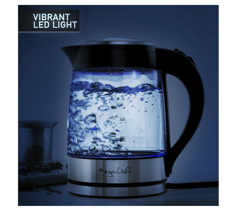 MegaChef 1.8L Glass and Stainless Steel Electric Tea Kettle — View 6