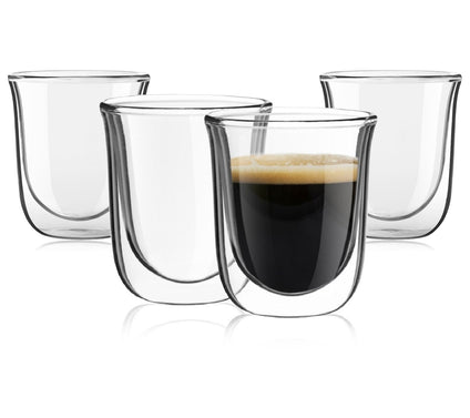JoyJolt Set of (4) 2-oz Javaah Double-Wall Insu-lated Glasses