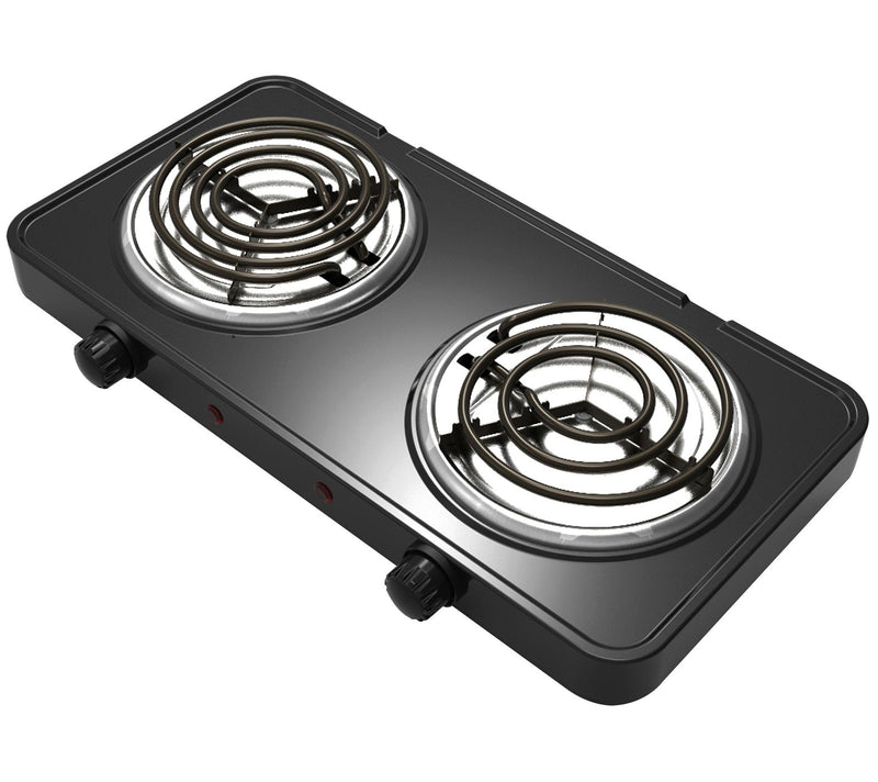 Mega Chef Portable Dual Electric Coil Cooktop in Black — View 6