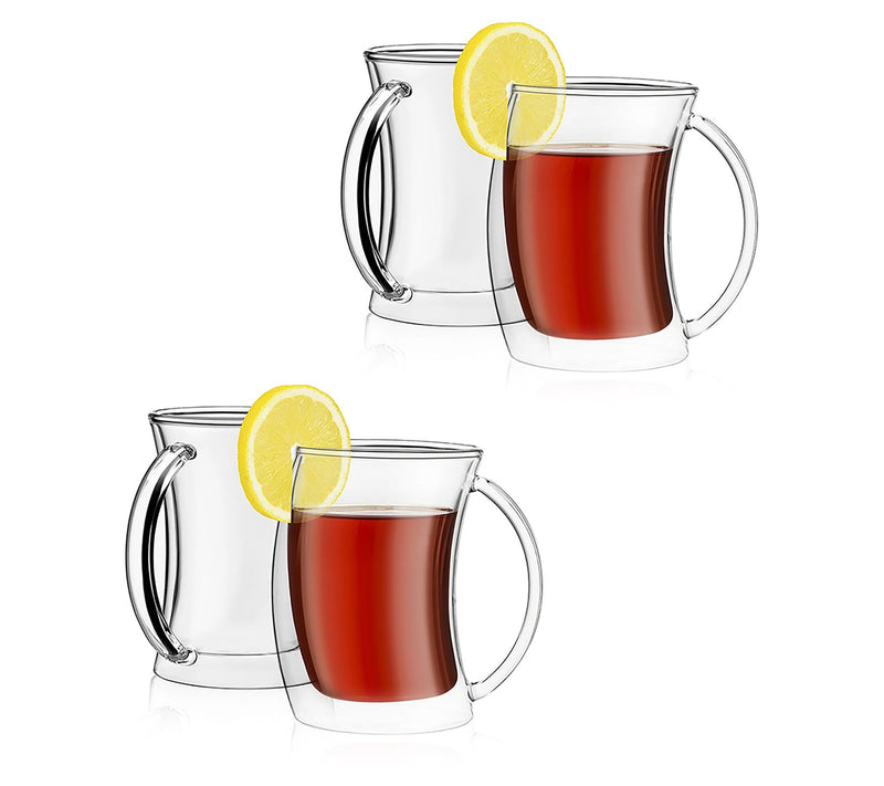 JoyJolt Set of (4) 10-oz Caleo Double Wall Coffe/Tea Glasses — View 4