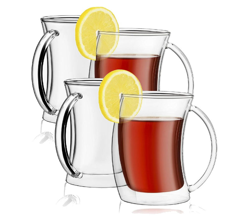 JoyJolt Set of (4) 10-oz Caleo Double Wall Coffe/Tea Glasses — View 3