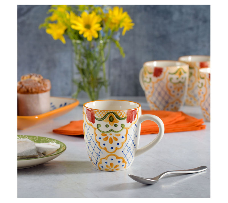Laurie Gates Tierra Mosaic Set of 4 Hand Painted Mugs — View 9